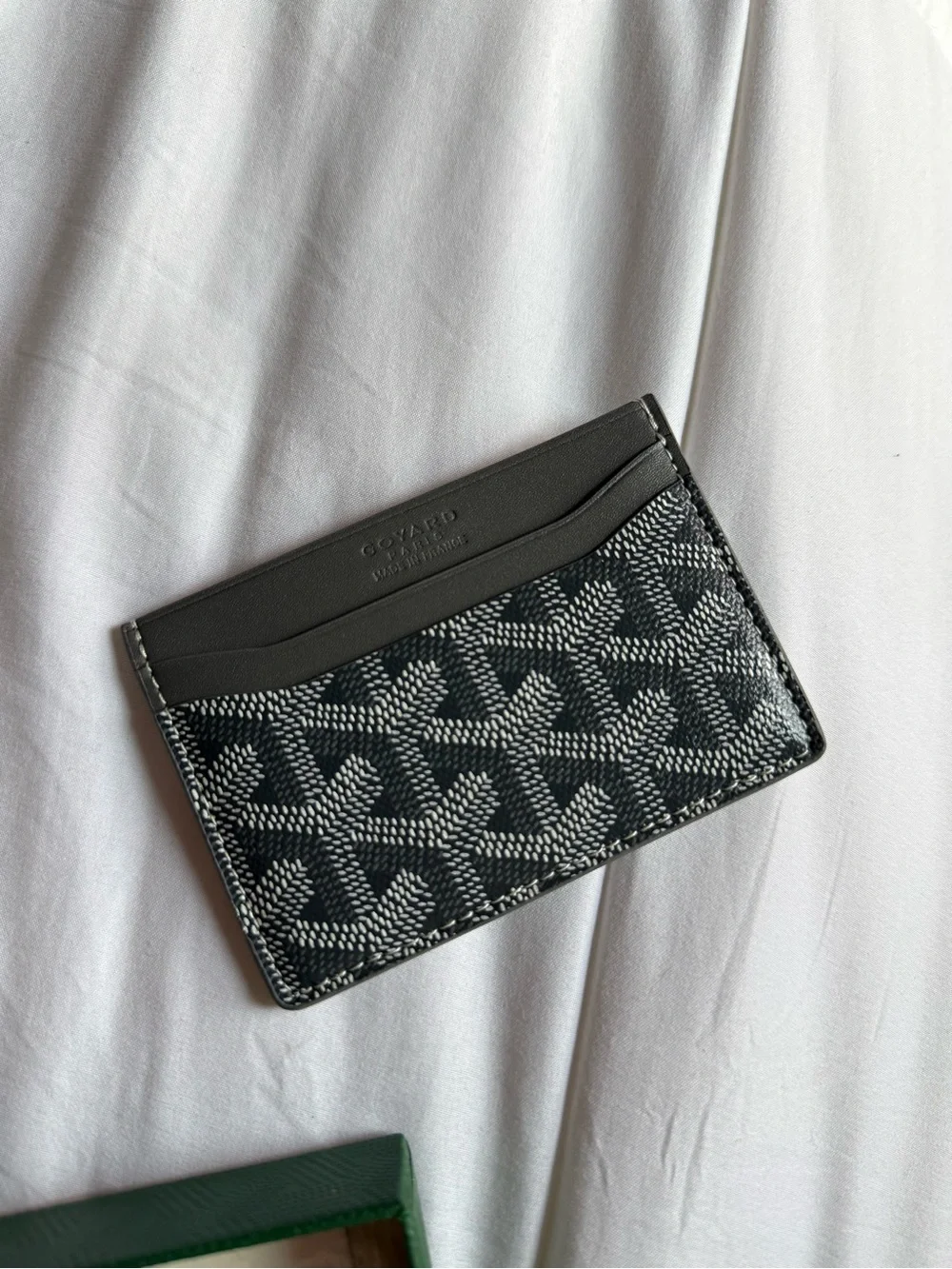 Goyard Dark Green Card & Key Holder with Red Logo Accent